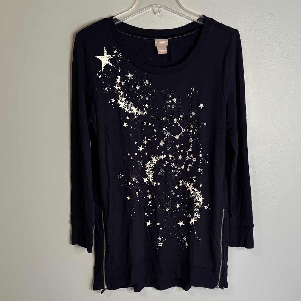 CHICO’S ZENERGY CONSTELLATION PRINT TUNIC TOP